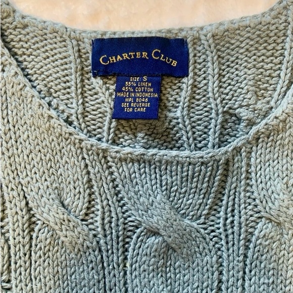 Charter Club Sage Green Cable Knit Sweater Vest Size Small. - Picture 3 of 7